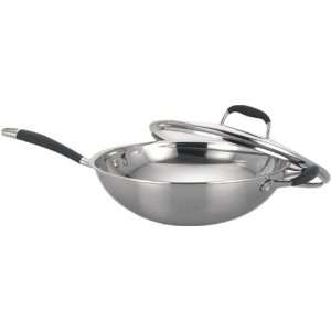  New   Stainless Steel Wok with Lid by SUNPENTOWN Kitchen 