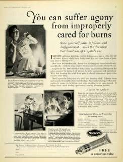 1926 Ad Norwich Pharmacal Burn Ointment Unguentine Tube   ORIGINAL 
