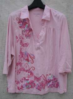 3X Pink Knit FASHION BUG Butterfly Painted SPRING TOP~$4.50 SHIPPING 