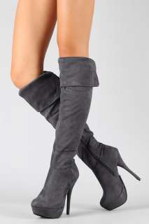New Wild Diva Lorane 41 Womens Thigh High Platform Boots Gray PU 