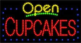 LED SIGN OPEN CUPCAKES 32x17x1 neon bakery  