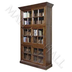 Solid Oak Wood Office 6 Door Glass Bookcase Cabinet  