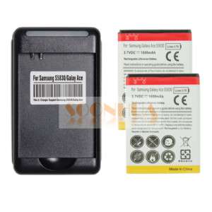 2x 1600mAh Battery + Charger Samsung Galaxy Ace S5830  