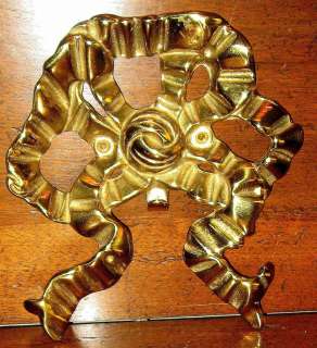 Lovely & Heavy SOLID CAST BRASS RIBBON PICTURE HANGER~Beautiful 