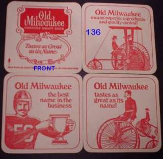 DIFFERENT OLD TIME MILWAUKEE BEER COASTERS #136  