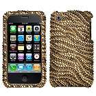 TIGER SKIN Diamante Bling Hard Phone Cover Case for APPLE IPHONE 3G 