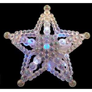   Changing Lighted Beaded Star Christmas Tree Topper   Blue White Lights