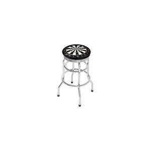 Dart Board Barstool With 2 Foot Rings and Chrome Seat Ring With Swivel