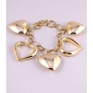  Fashion Jewelry Charm Bracelet with Hart Pattern Gold 