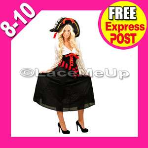 NEW LONG PIRATE WRENCH OUTFIT FANCY COSTUME DRESS +HAT  