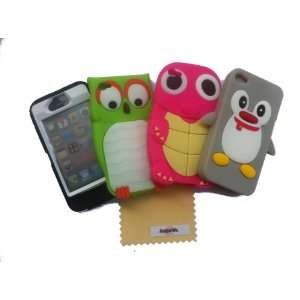 Grey Penguin Silicone Soft Case Cover For iPhone 4 4G 4S + Green Owl 