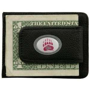 Montana Grizzlies Black Leather Card Holder & Money Clip