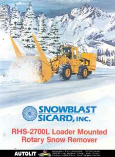 1987 Snowblast Sicard Snowblower Clark Loader Brochure  