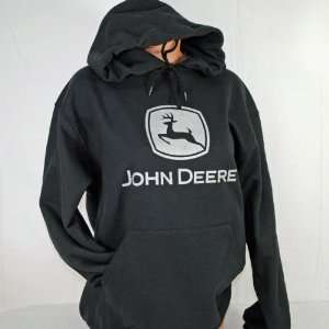  John Deere Black Hoodie with Silver Crystaline Logo 