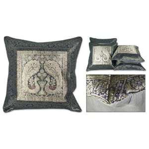    Silk cushion covers, Peacock Dance (set of 4)
