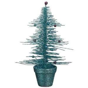  11 Glittered Spike Table Tree Turquoise (Pack of 8)