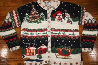 XL* LIGHT UP ugly christmas cardigan sweater* battery powered lighted 