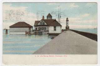 US Life Saving Station Lighthouse Cleveland Ohio postcard  