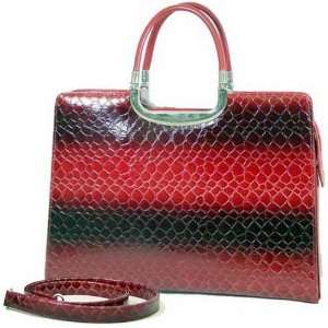   Red Lady Crocodile Alligator Briefcase Handbag Purse