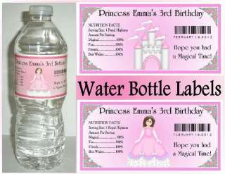 20 PRINCESS BIRTHDAY PARTY FAVORS ~ WATER BOTTLE LABELS  
