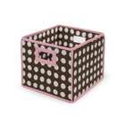 Badger Basket Folding Nursery Basket/Storage Cube, Brown Dot/Pink