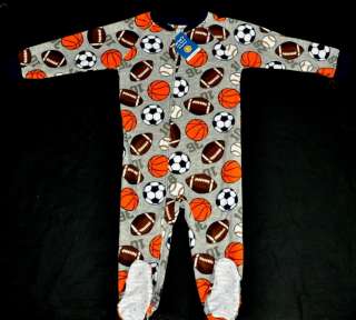 NEW Carters Boys Fleece Footed Sleepwear PJ Gray Sports Size 2T  