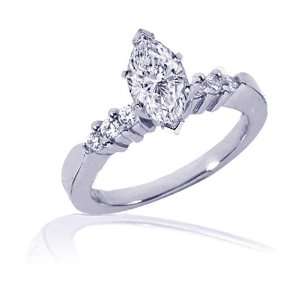  1.10 Ct Marquise Cut Diamond Tapered Engagement Ring 14K 
