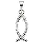 14k white gold 24mm new a grand ichthus fish pendant