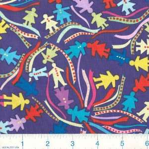 45 Wide Cut Ups Paper Doll Streamers Blueberry Fabric By 