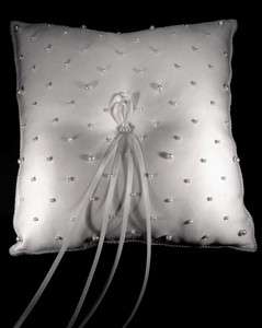 WHITE SIMULATED PEARL RING BEARER PILLOW Bridal WEDDING PL 5183WH 