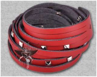 SW104 Layer Stud Punk Rock Red Cuff Wristband Bracelet  