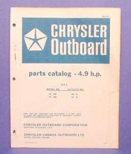 Chrysler Outboard 4.9 HP Model 44HD, 45HD Parts Catalog  