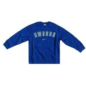  Nike Royal Youth Swoosh Arch Fleece Crew Sweatshirt 