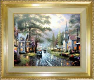 Hometown Evening 24x30 G/P Framed Limited Thomas Kinkade Canvas Oil 