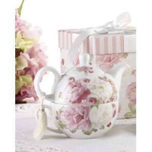 Delton Pink Camellia Tea for One Teapot and Teacup Set 