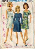 Vtg 60s Simplicity Dress Pattern Scoop Neck Sz 14 1/2  