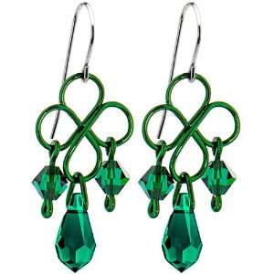  Handcrafted Austrian Crystal Emerald Irish Scroll Earrings 