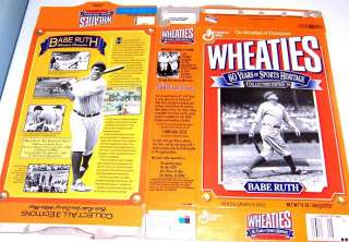 1992 Wheaties Babe Ruth Baseball Cereal Box ff161  