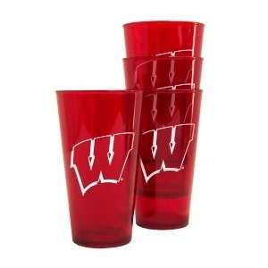 Wisconsin Badgers Plastic Pint Glass Set  Sports 