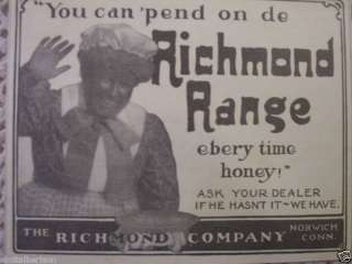 RICHMOND RANGE BLACK MAMMY AMERICANA DRAG OLD 1902 AD  