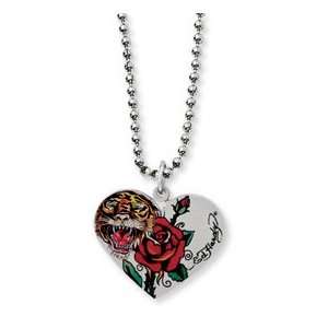 Ed Hardy Tiger and Roses Heart Necklace EHF178 Jewelry