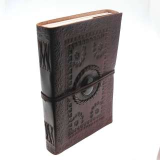   Fair Trade Handmade XL Embossed Stoned Leather journal Notebook Diary