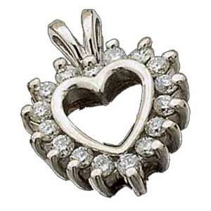   14Kt White Gold Charming Diamond Heart Pendant Jewelry Days Jewelry