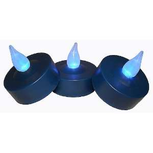  Set Of 3 LED Battery Operated Blue Tea Light Candles #ES60 