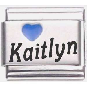  Kaitlyn Dark Blue Heart Laser Name Italian Charm Link 