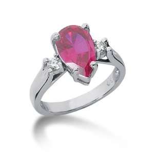  4.65 Ct Diamond Ruby Ring Engagement Pear Cut Prong 