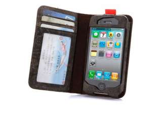   South BookBook Sheepskin Leather Wallet Case for iPhone 4 4S 4G  