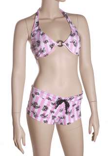 Pink and white two piece swimsuit boy short bathing set S.M.L.  