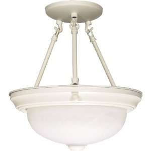 Nuvo 60/225 13 Inch Textured White Semi Flush with Alabaster Glass