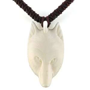  Hand Carved Wolf Head Bone Pendant Evolatree Jewelry